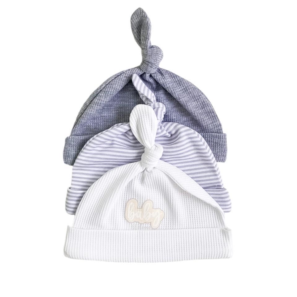 Gorritos Encantadores: Set de Gorros para Bebés Gris