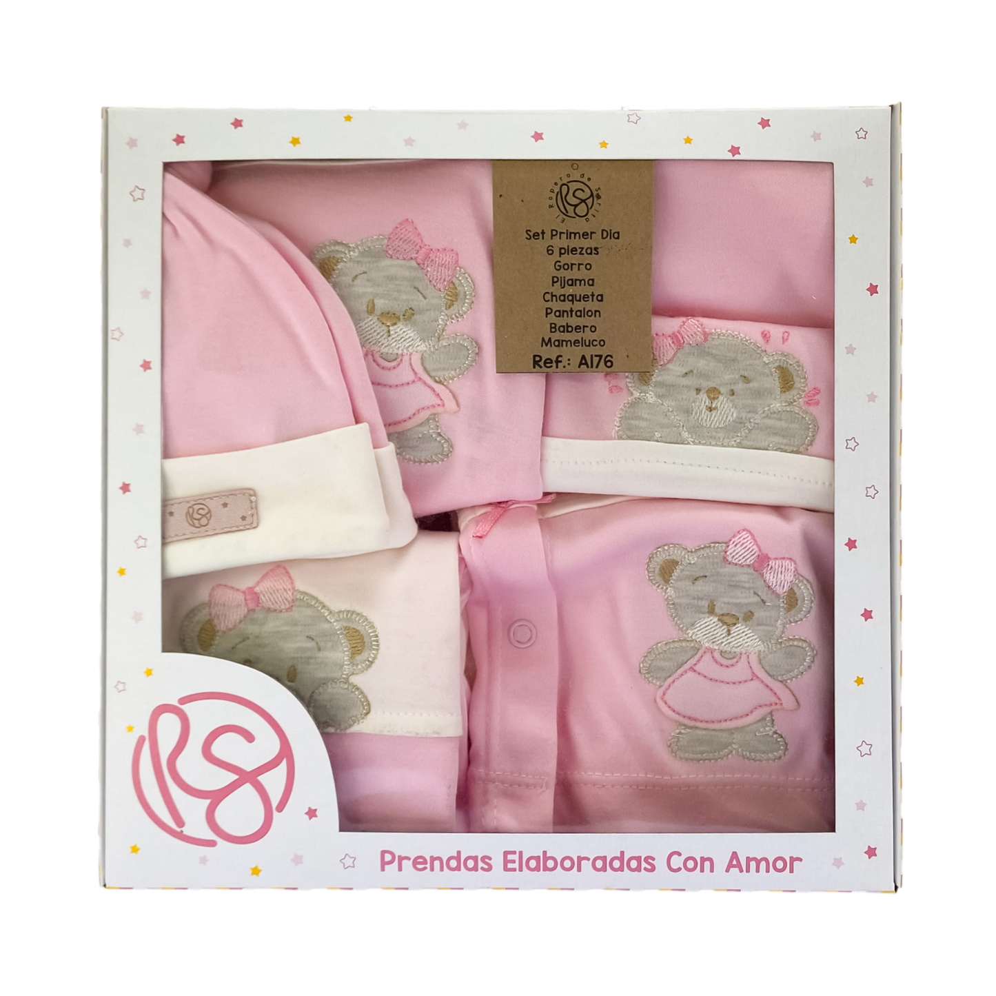 Mimos de Oso Tetero: Set de 6 Piezas Rosado Marfil