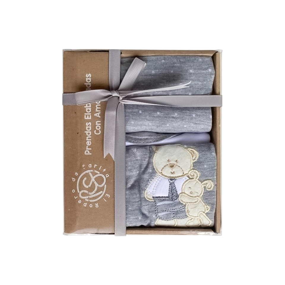 Mi Dulce Osito - Set Primer Día 4 Piezas Gris