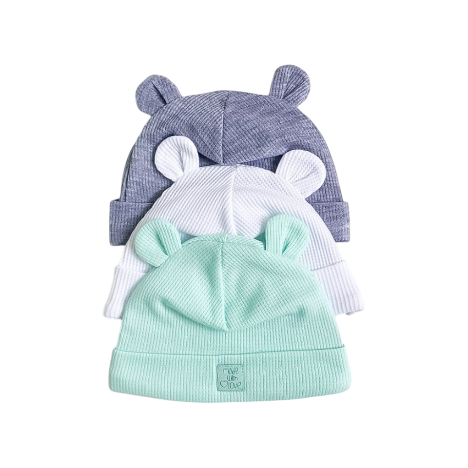 Orejitas de Amor: Set de Gorros para Bebés Menta