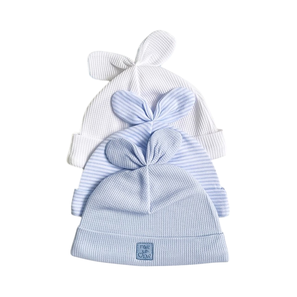 Pequeño Lazo: Set de Gorros para Bebés Celeste