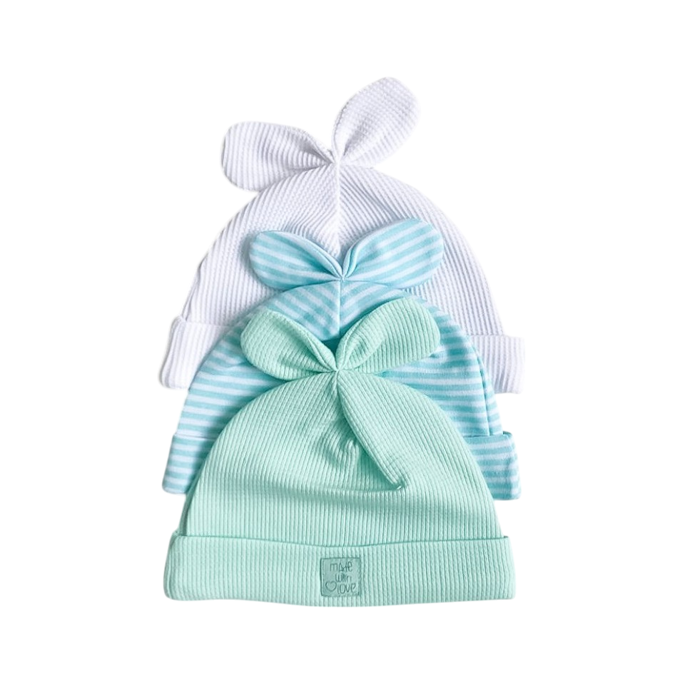 Pequeño Lazo: Set de Gorros para Bebés Menta