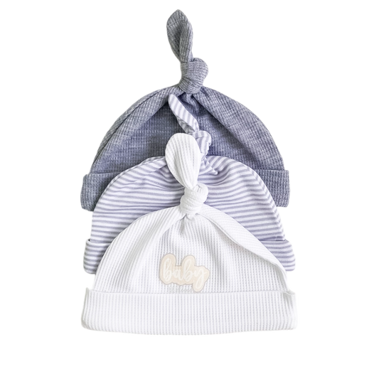 Gorritos Encantadores: Set de Gorros para Bebés Gris