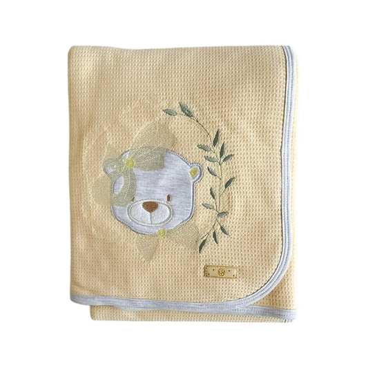 Mi Osito Soñador Amarillo Trigo– Cobijita Doble Faz con Bordado