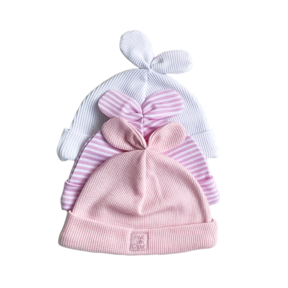 Pequeño Lazo: Set de Gorros para Bebés Rosado