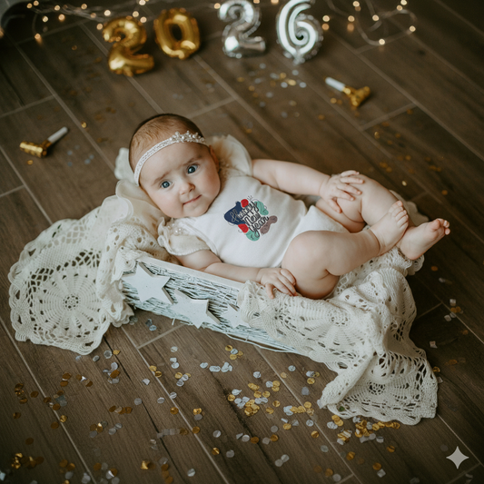 Body Bebé Feliz Año Nuevo - Diseño Floral Vintage