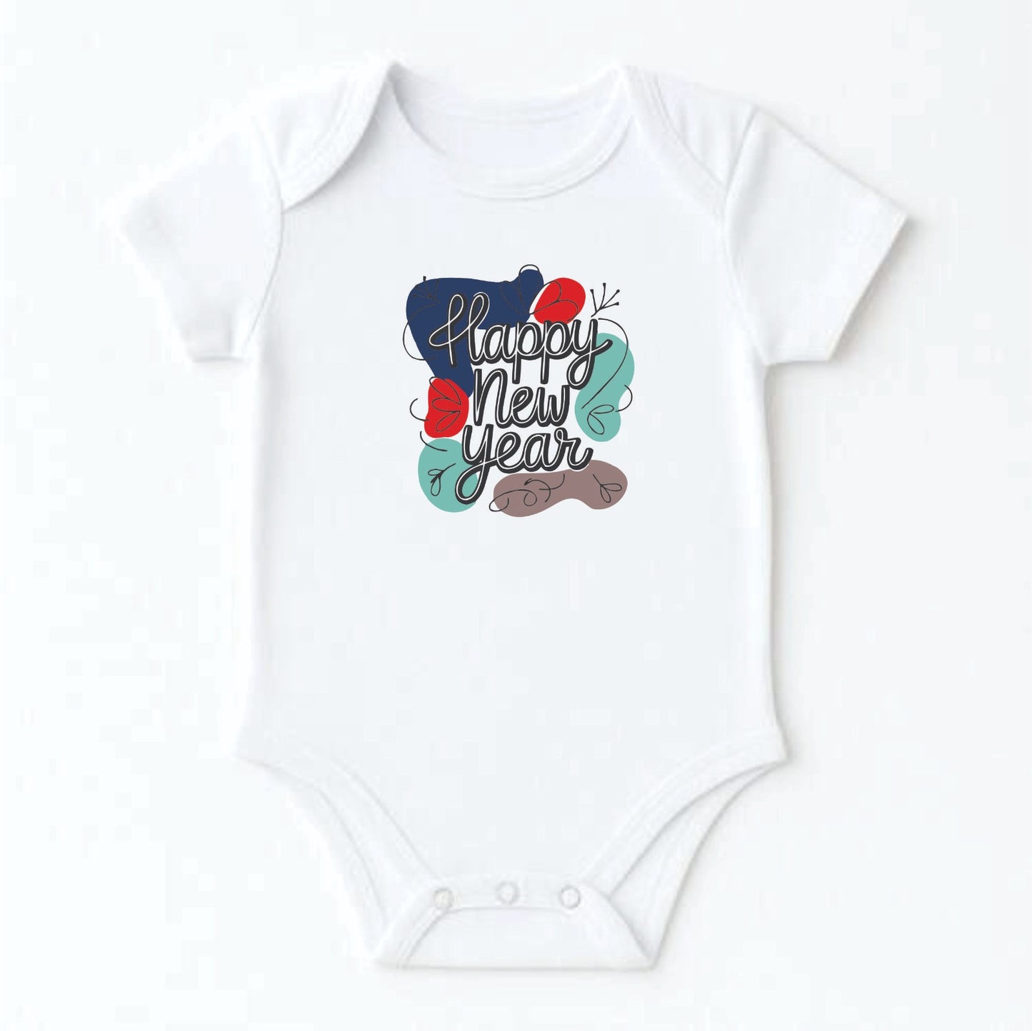 Body Bebé Feliz Año Nuevo - Diseño Floral Vintage