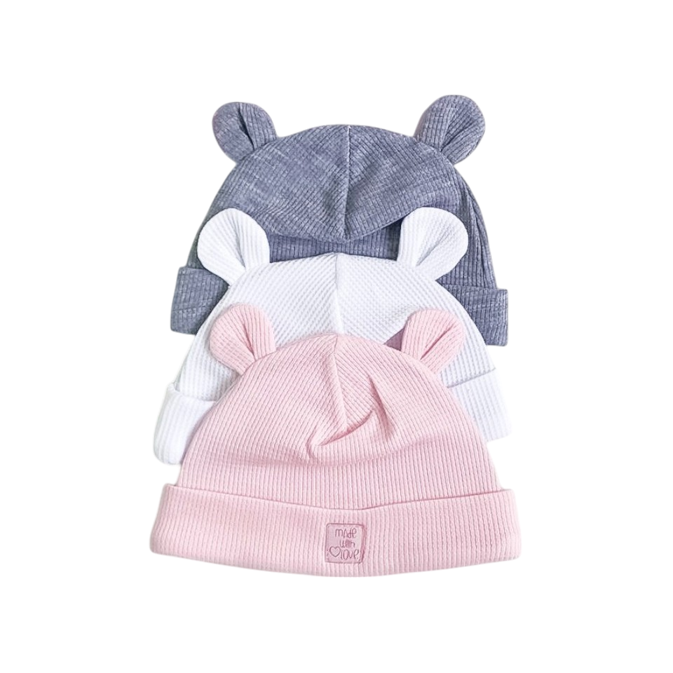 Orejitas de Amor: Set de Gorros para Bebés Rosado