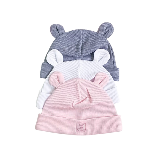 Orejitas de Amor: Set de Gorros para Bebés Rosado
