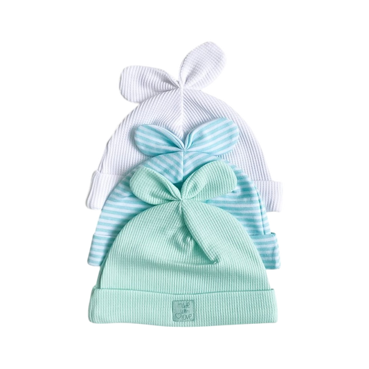 Pequeño Lazo: Set de Gorros para Bebés Menta