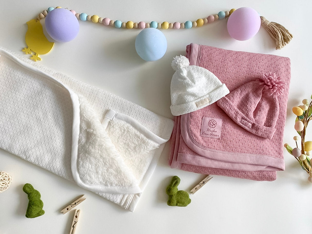 Tiernos Sueños Marfil  - Cobija Tejido Borrego Doble Faz