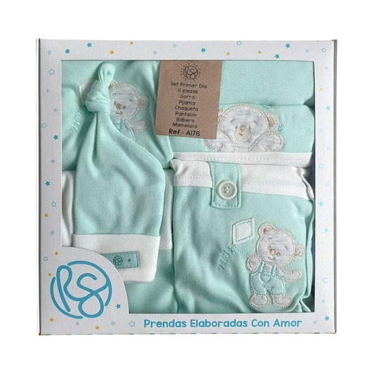 Mimos de Oso Tetero: Set de 6 Piezas Menta Marfil Niño